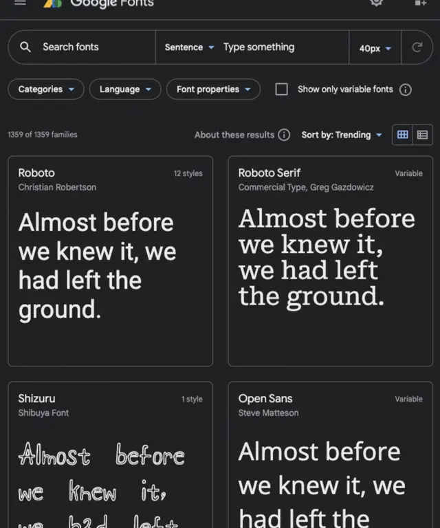 Blog google font